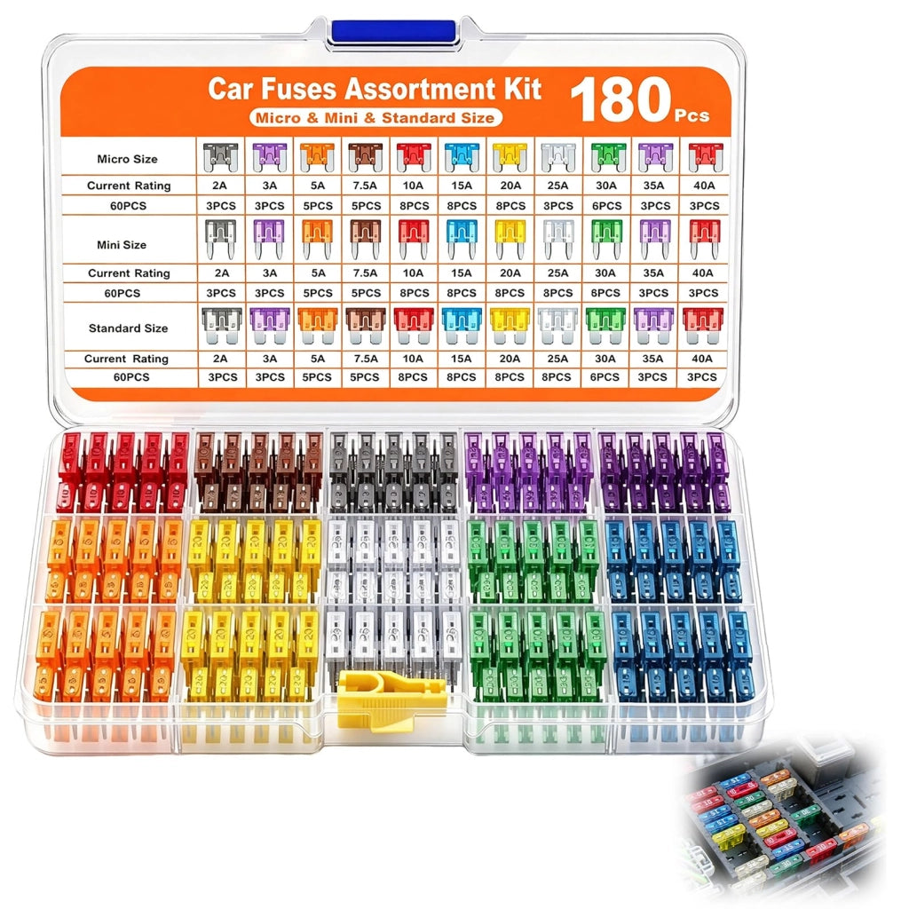 180 fusibili automatici micro mini standard, 12V, in plastica