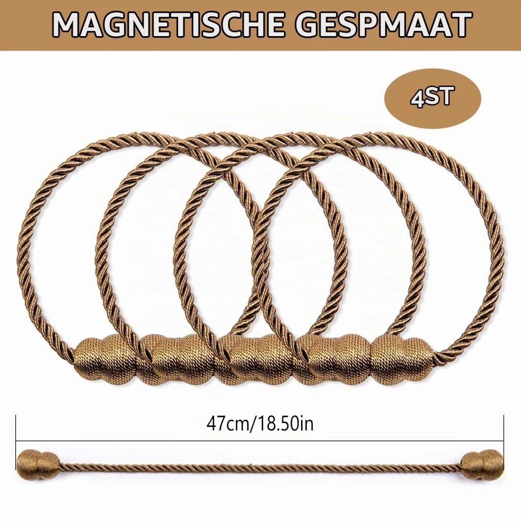 Supporti magnetici per tende, confezione da 4 pezzi, con magneti interni ed esterni