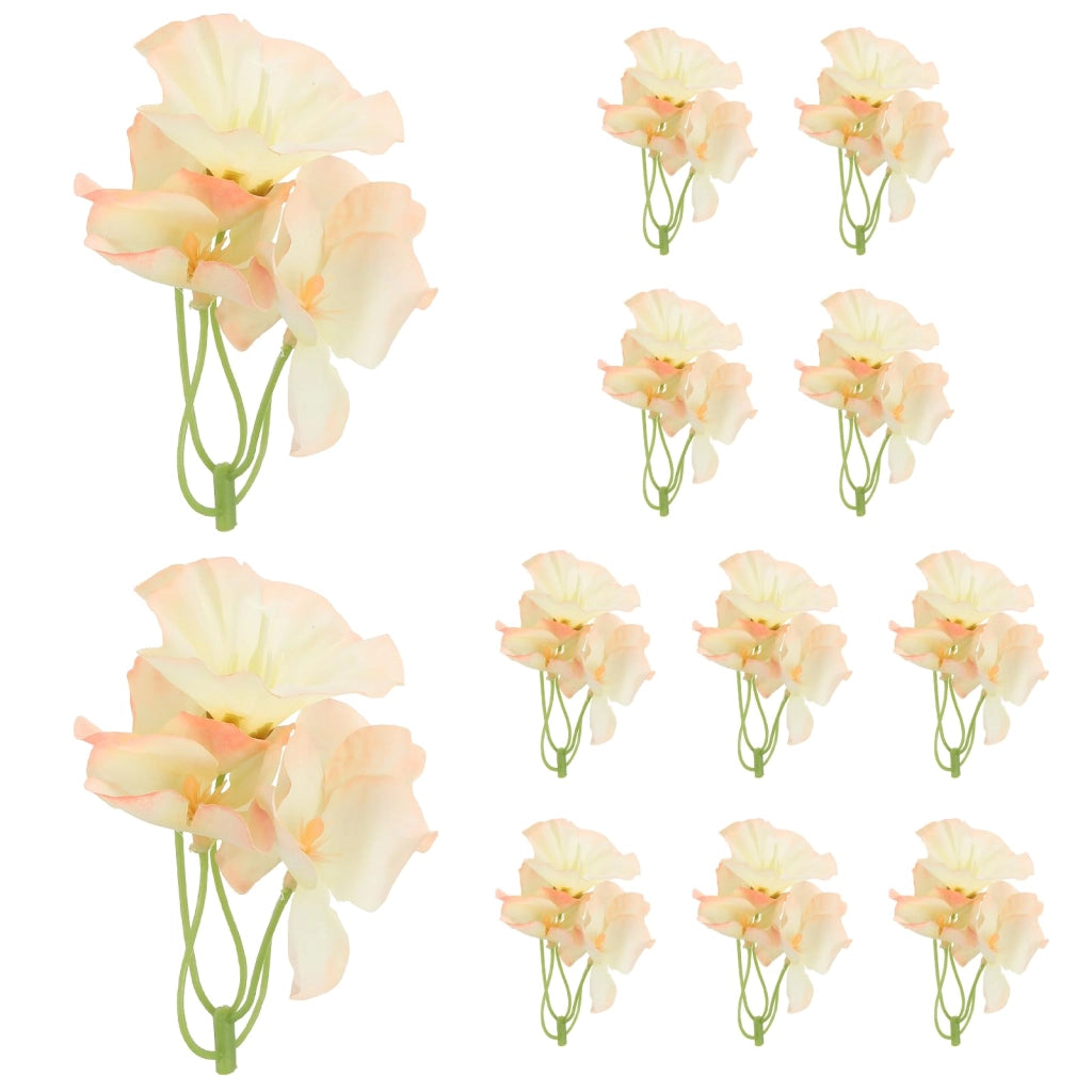 Fiori di orchidea artificiali, 12 pezzi, 8x6 cm, rosa e bianco