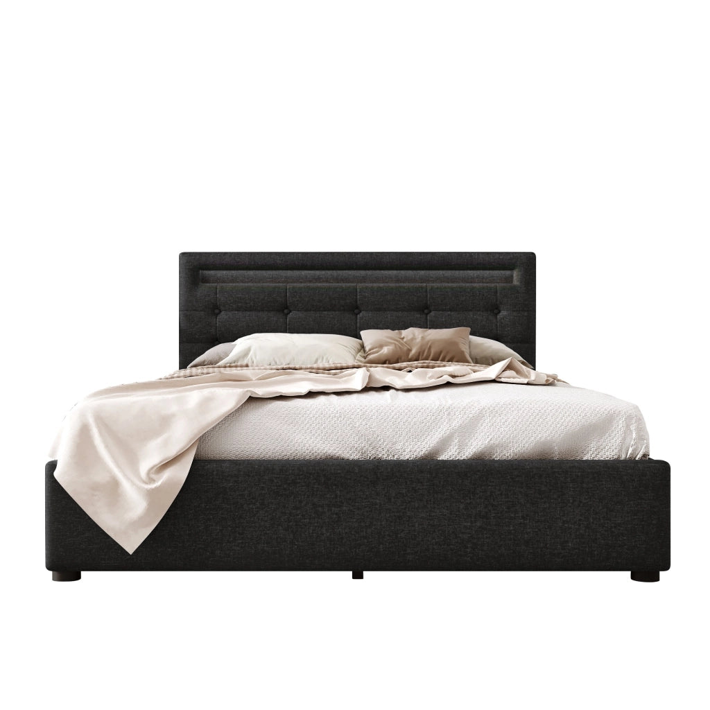 Letto matrimoniale 140x200 con 4 cassetti e testiera illuminata a LED
