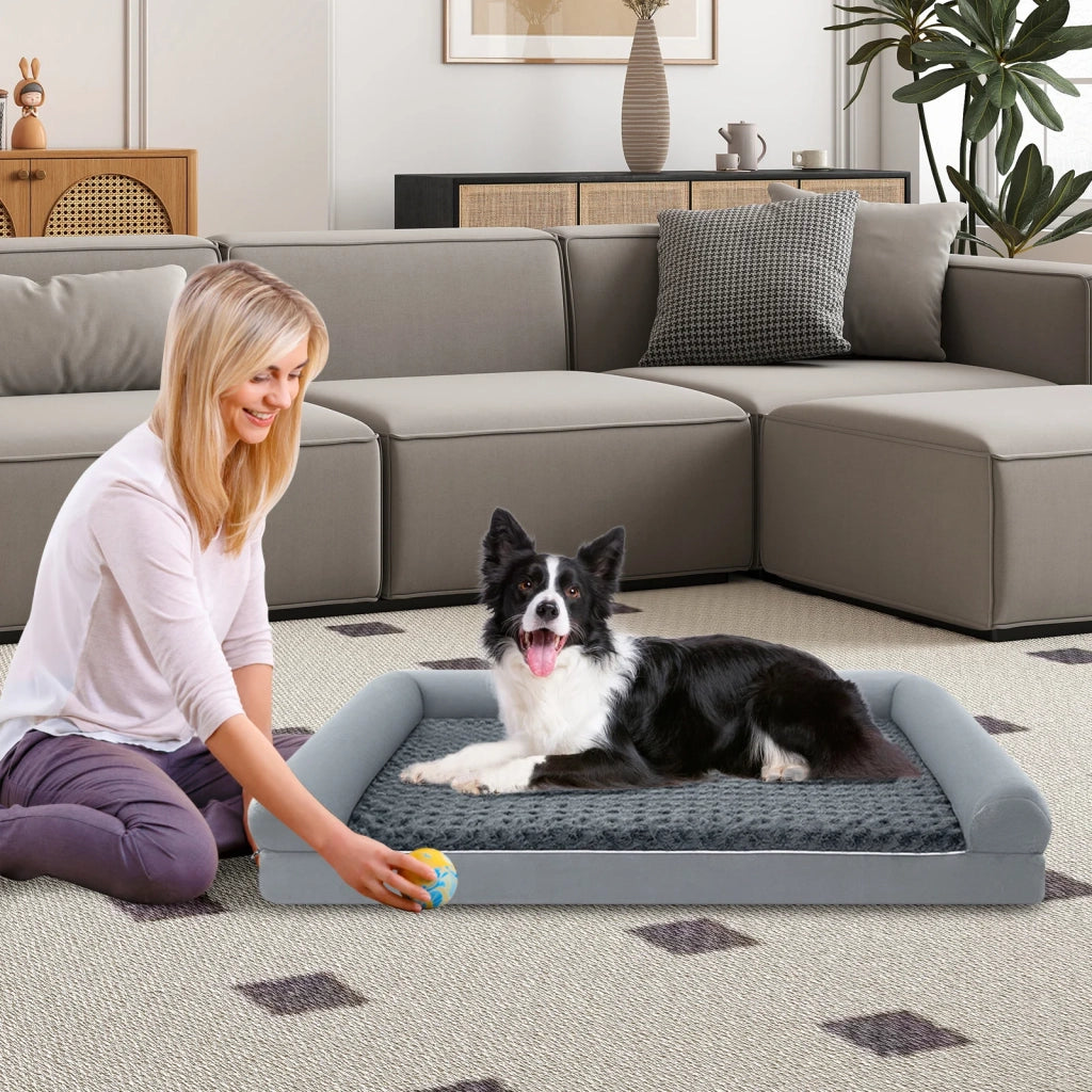 Orthopedic Foam Dog Bed L Sized Large Pet Bed-Gray-XL