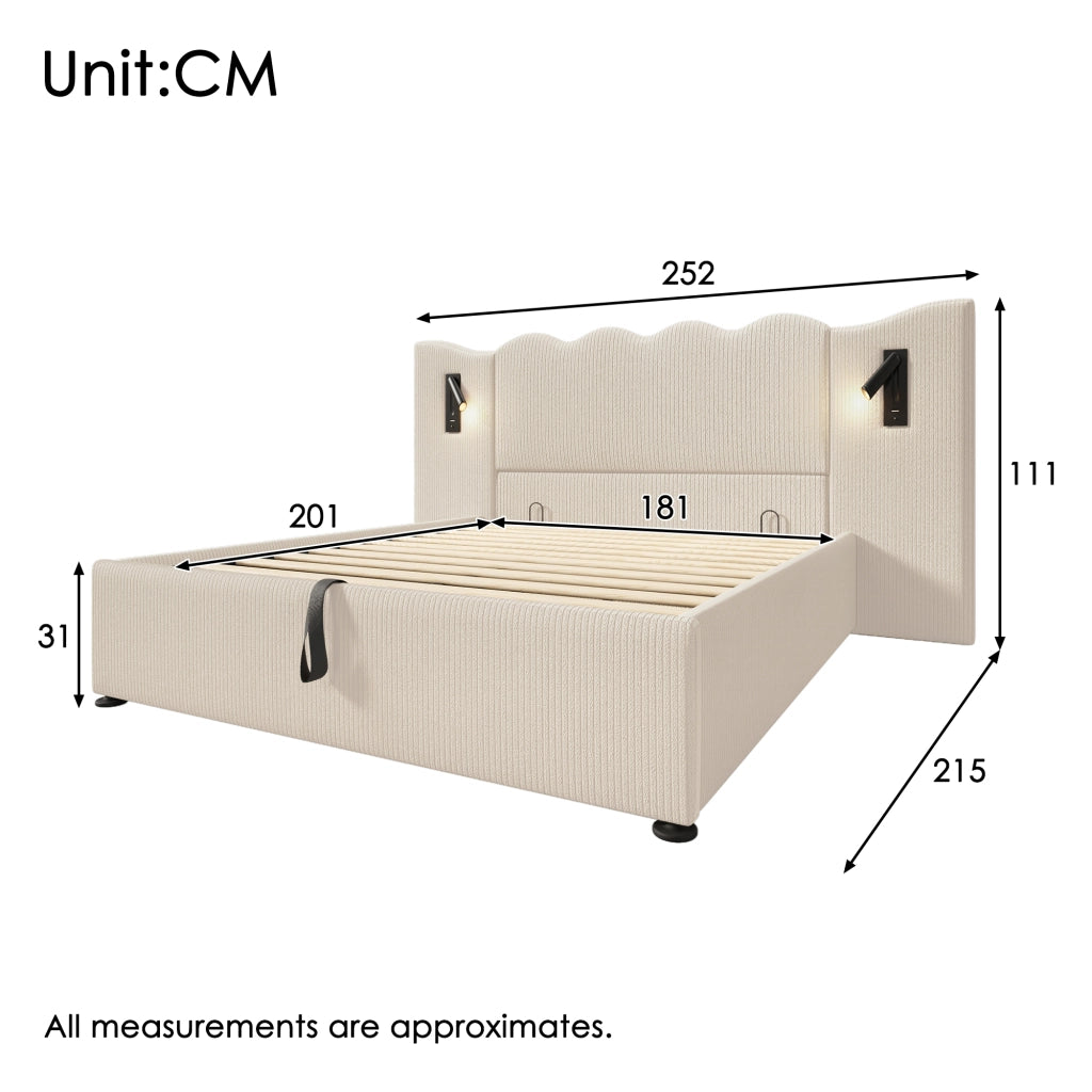 Letto matrimoniale 180x200 contenitore beige-bianco