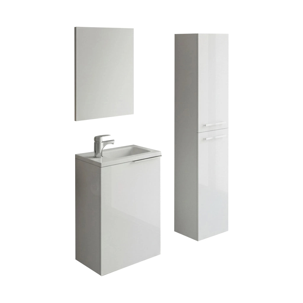 Caiolo, set Mobili Bagno Specchio Incluso, Bianco Lucido