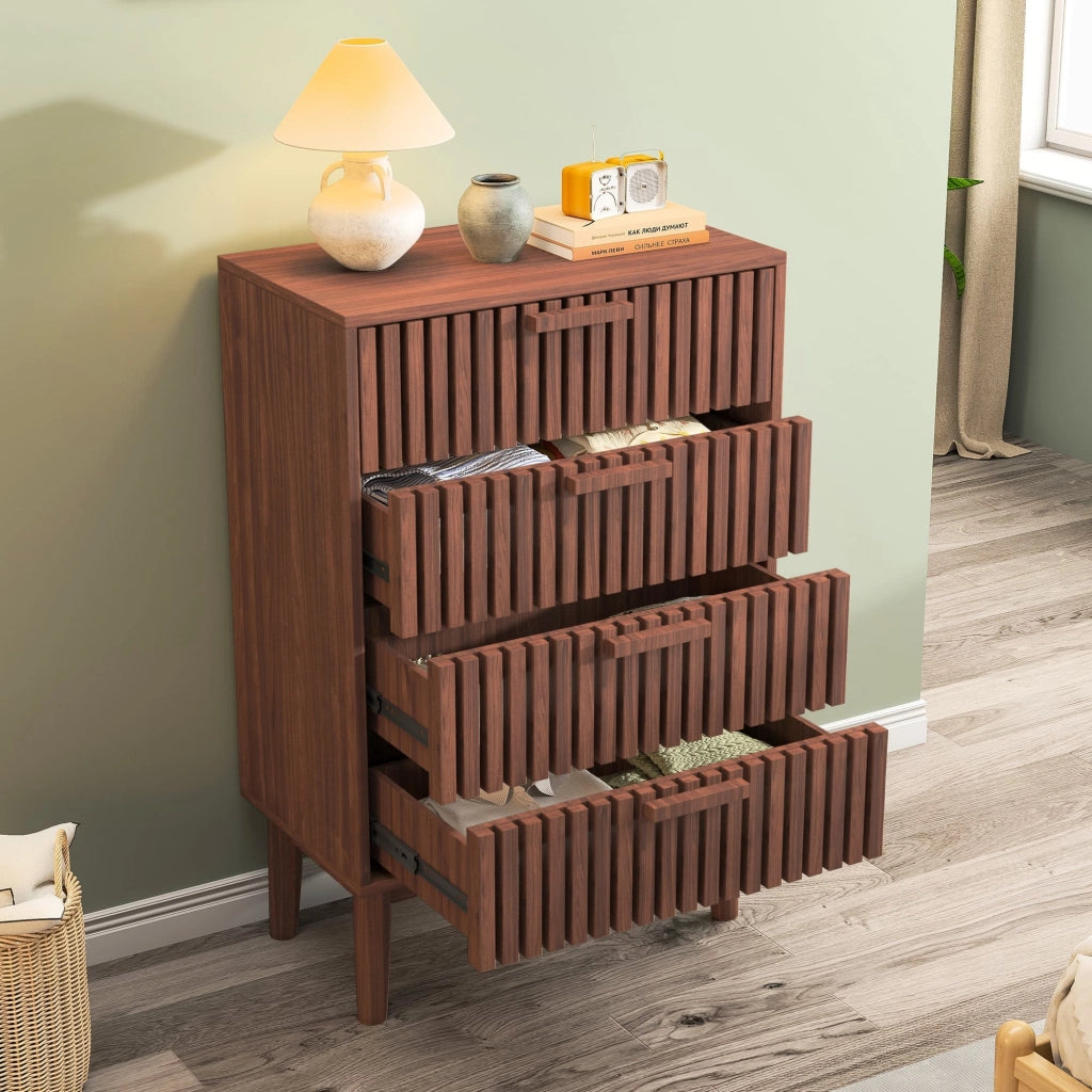 Cassettiera a 4 Cassetti per Camera da Letto; Mobile con Cassetti in Legno; 60x34x91 cm; Armadio per Riporre Abiti; Credenza per Soggiorno