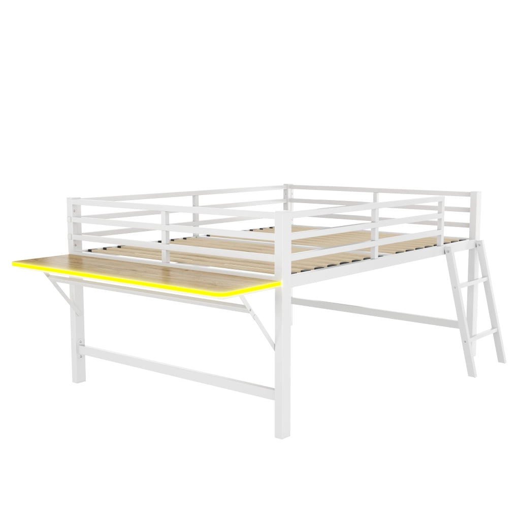 Letto a soppalco 140x200 cm bianco in metallo