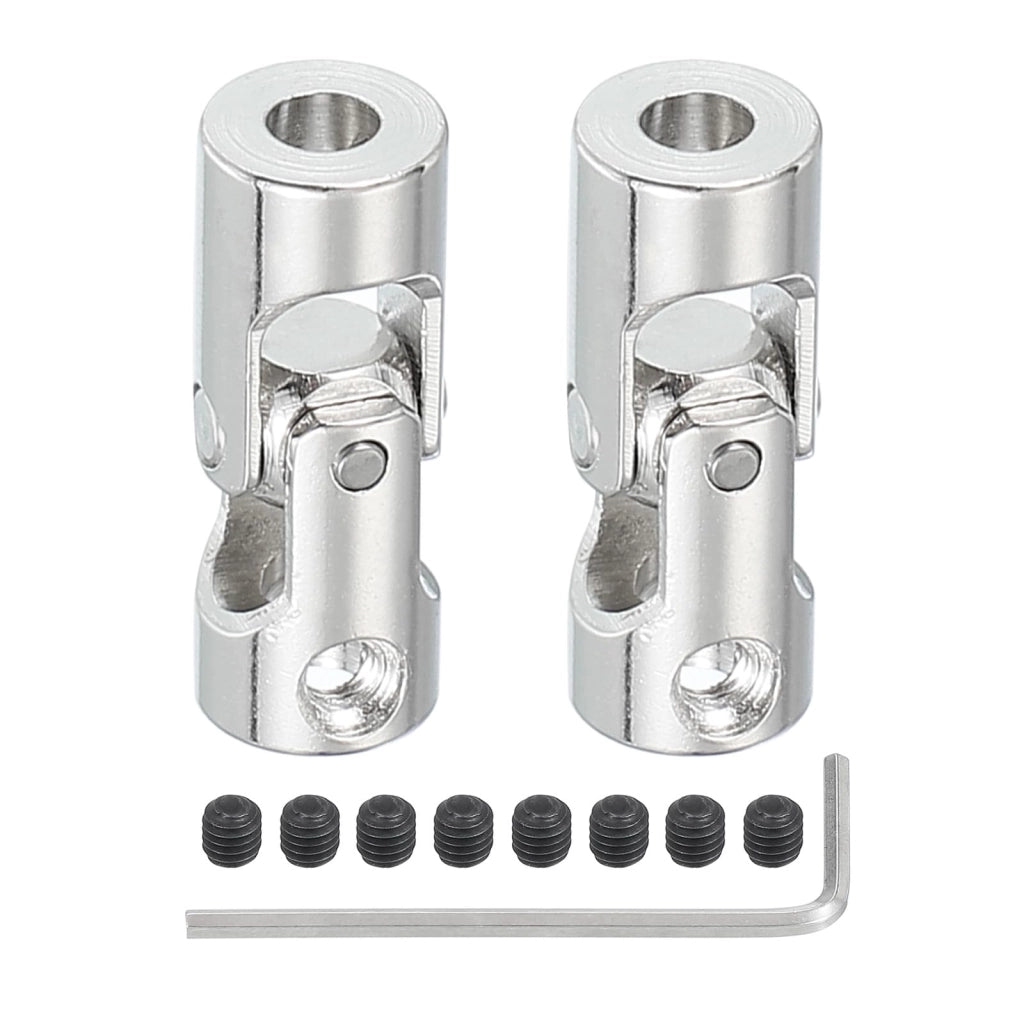 Set di 2 giunti universali, diametro interno 4 mm, filettatura M3, in ferro nichelato