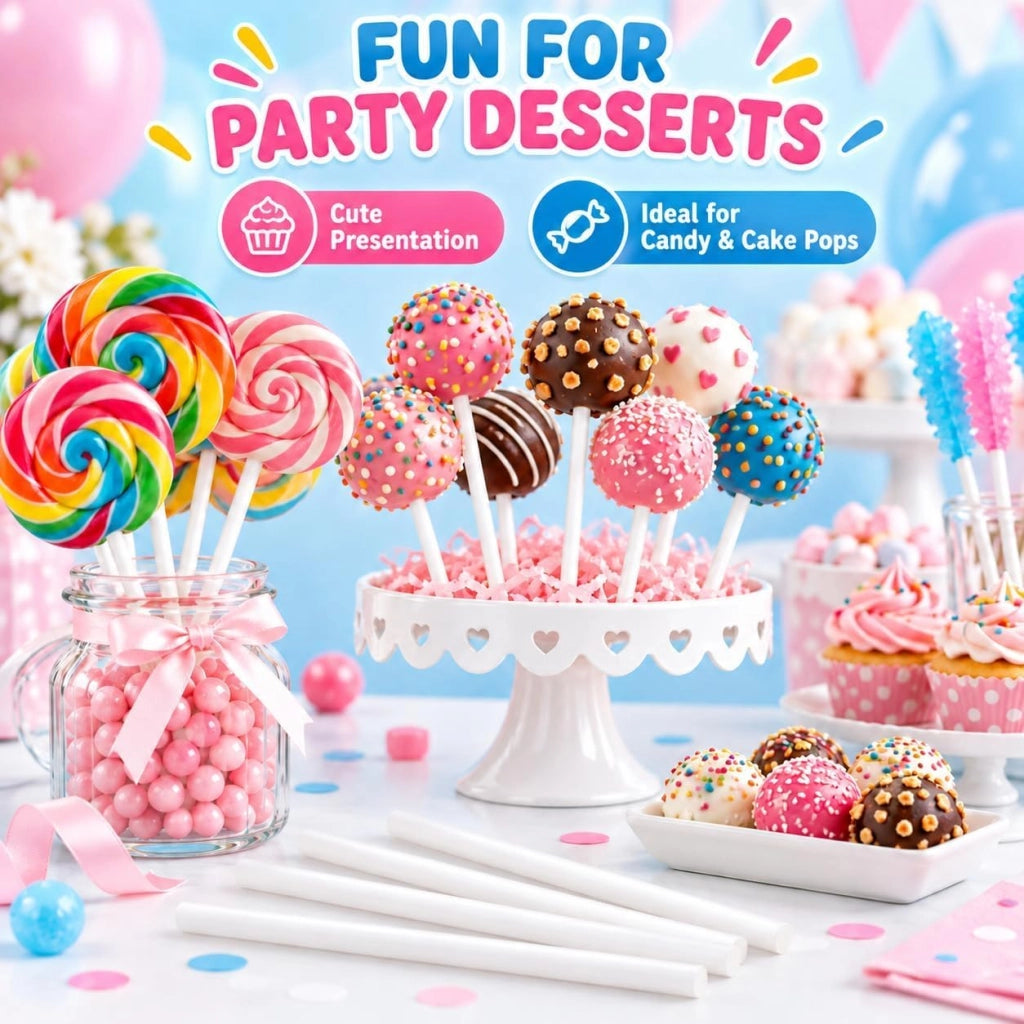 400 stecchini di carta per cake pop, bianchi, 10 cm × 3,5 mm