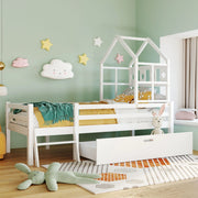 Letto per bambini a soppalco bianco 90x200 cm con scala