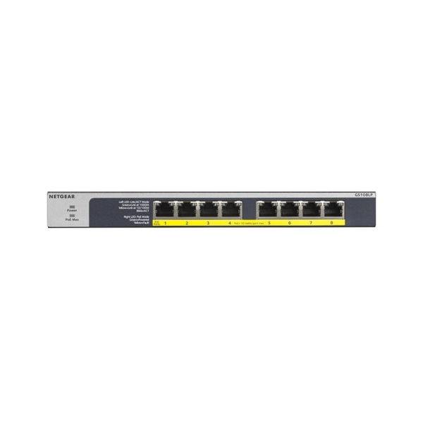 Netgear gs108lp non gestito gigabit ethernet (10/100/1000) supporto power over ethernet (poe) 1u nero, grigio - GS108LP-100EUS