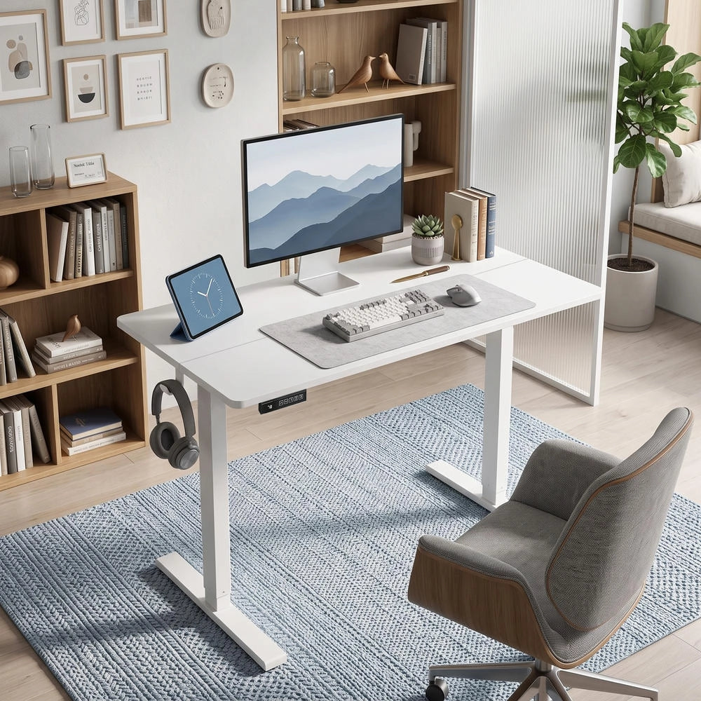 Scrivania elettrica regolabile in altezza 120 x 60 cm, tavolo da lavoro ergonomico con motore per casa e ufficio