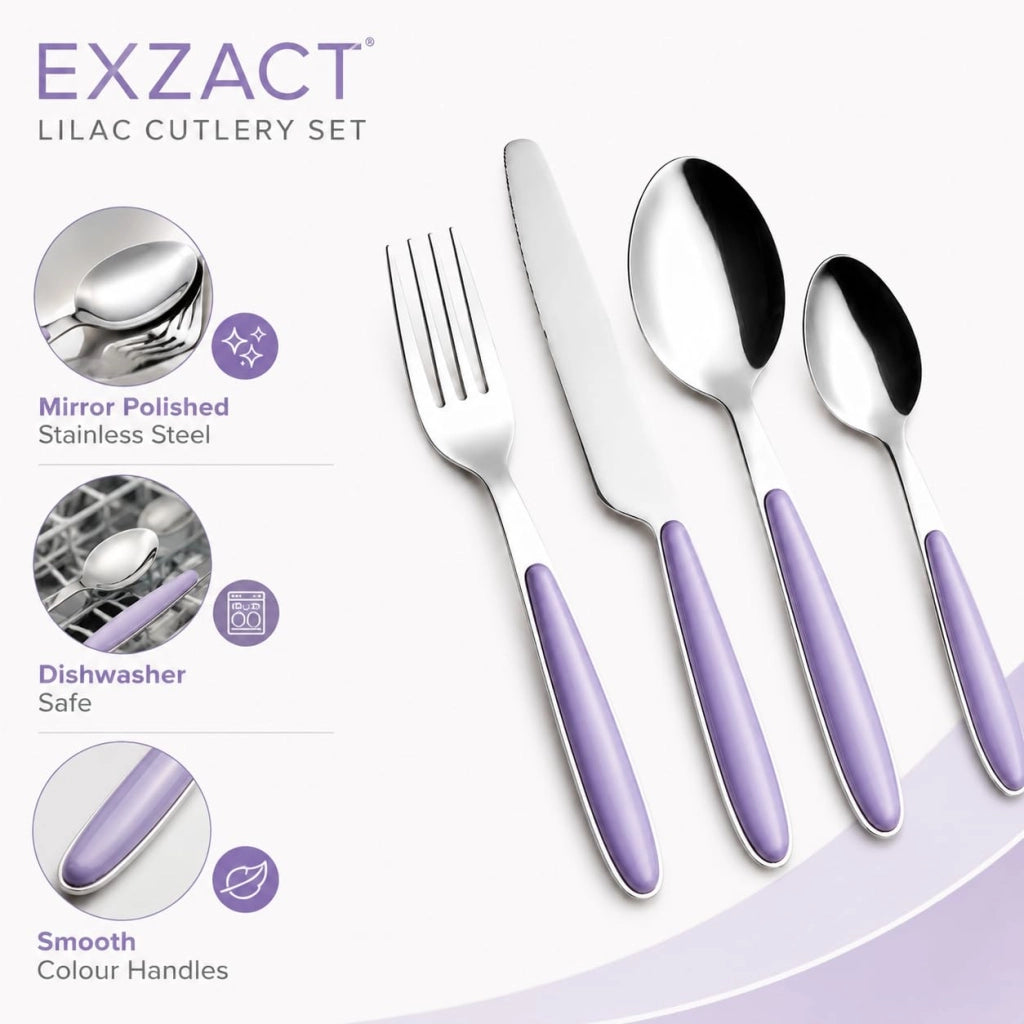 Set di posate da 24 pezzi per 6 persone, in acciaio inossidabile, colore viola