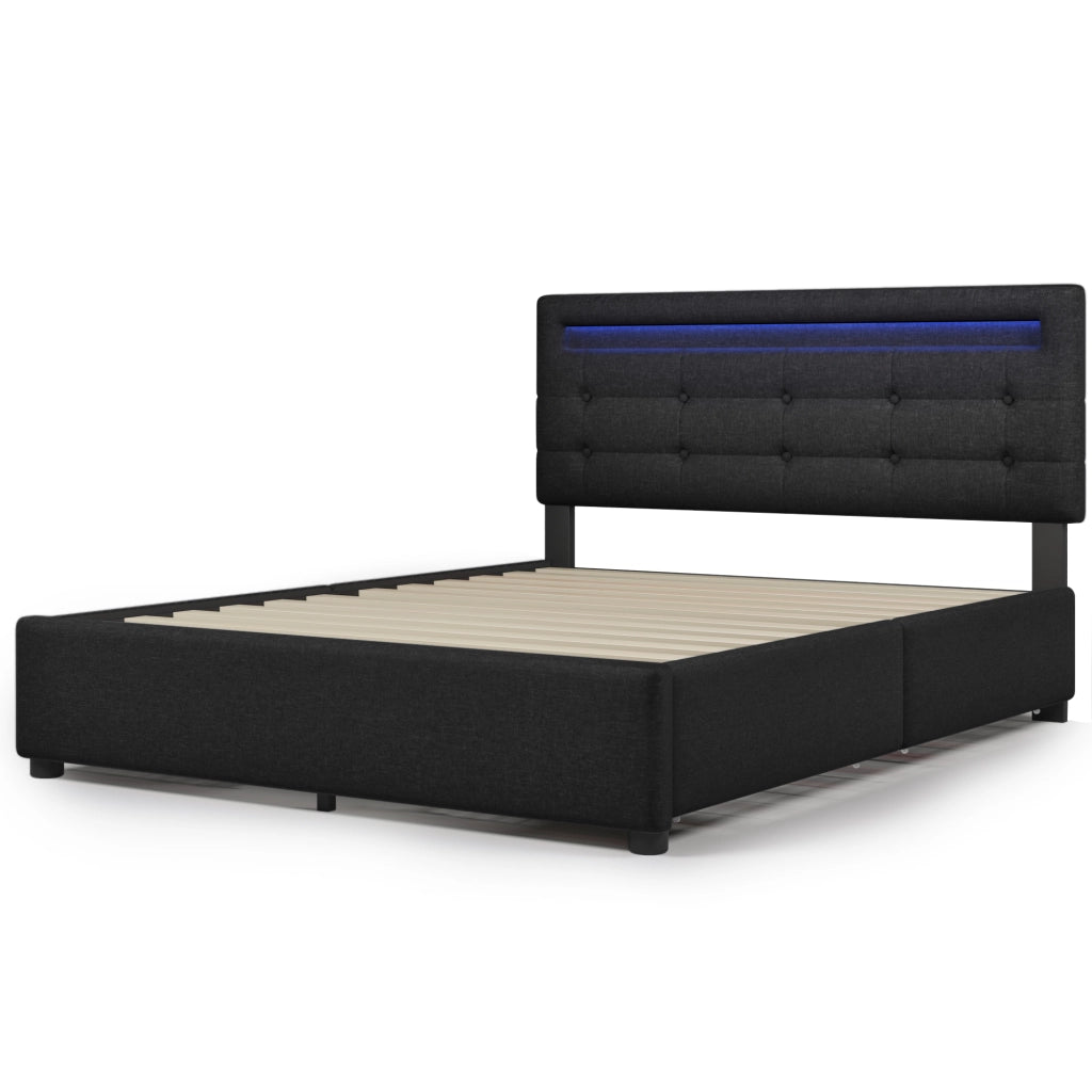 Letto matrimoniale 140x200 con 4 cassetti e testiera illuminata a LED