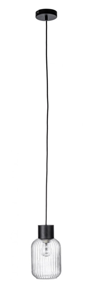 Lampadario 1 luce trasparente-nero D.15x120h