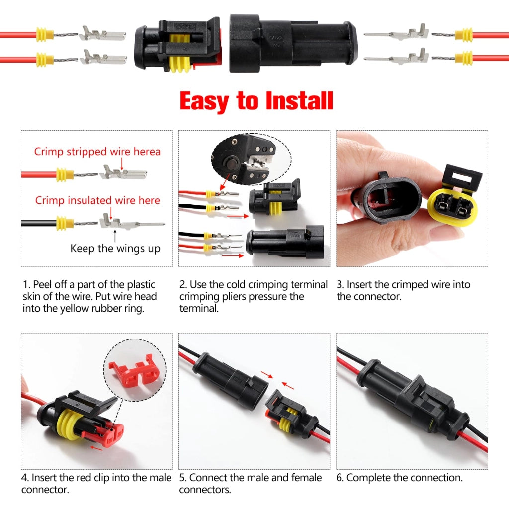 Set di 9 connettori impermeabili a 2/3/4 pin per auto