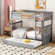 Letto a castello triplo 90 x 200 cm grigio con letto estraibile