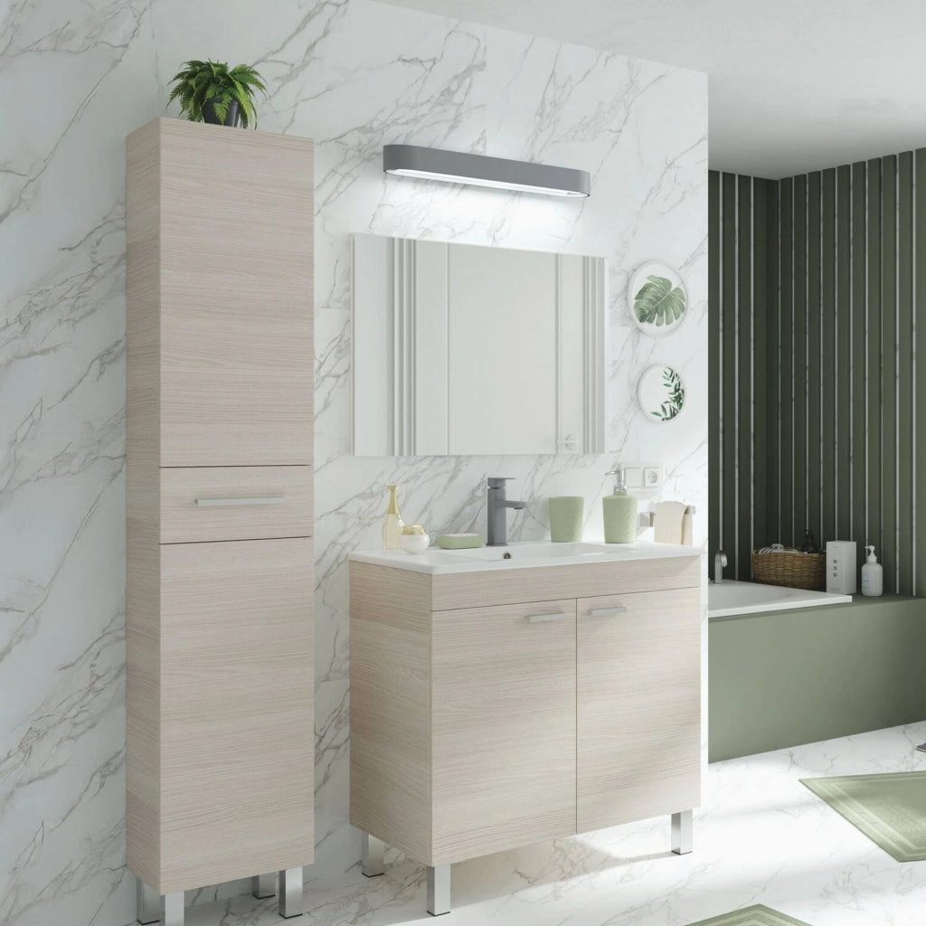 Didero, set Mobili Bagno un Cassetto, Marrone Rovere