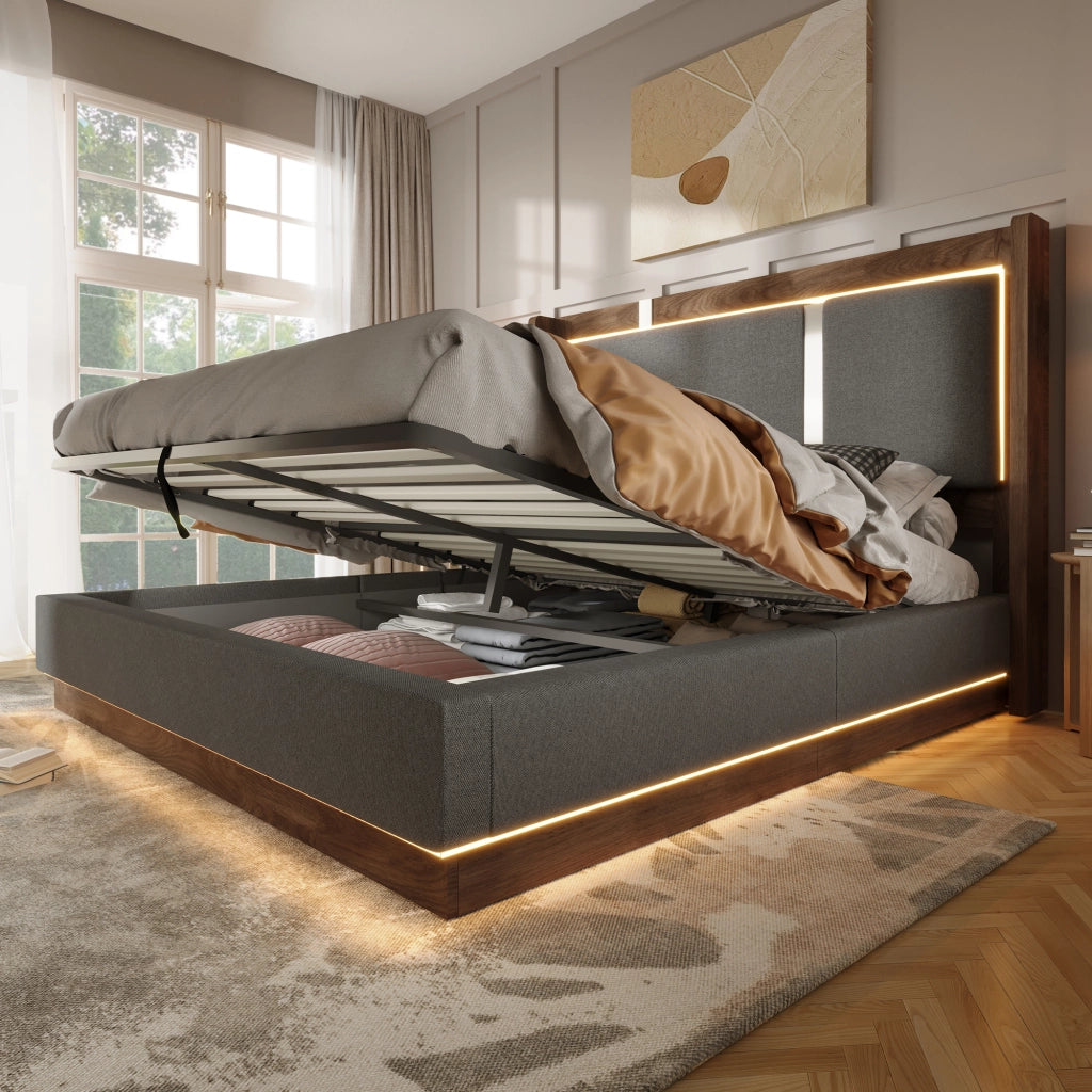Letto matrimoniale imbottito grigio 140 x 200 cm