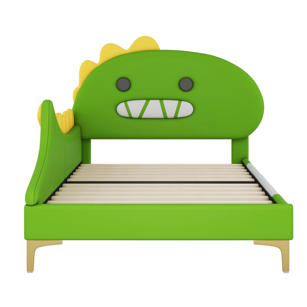 Letto per bambini a forma di dinosauro verde 90x200 cm