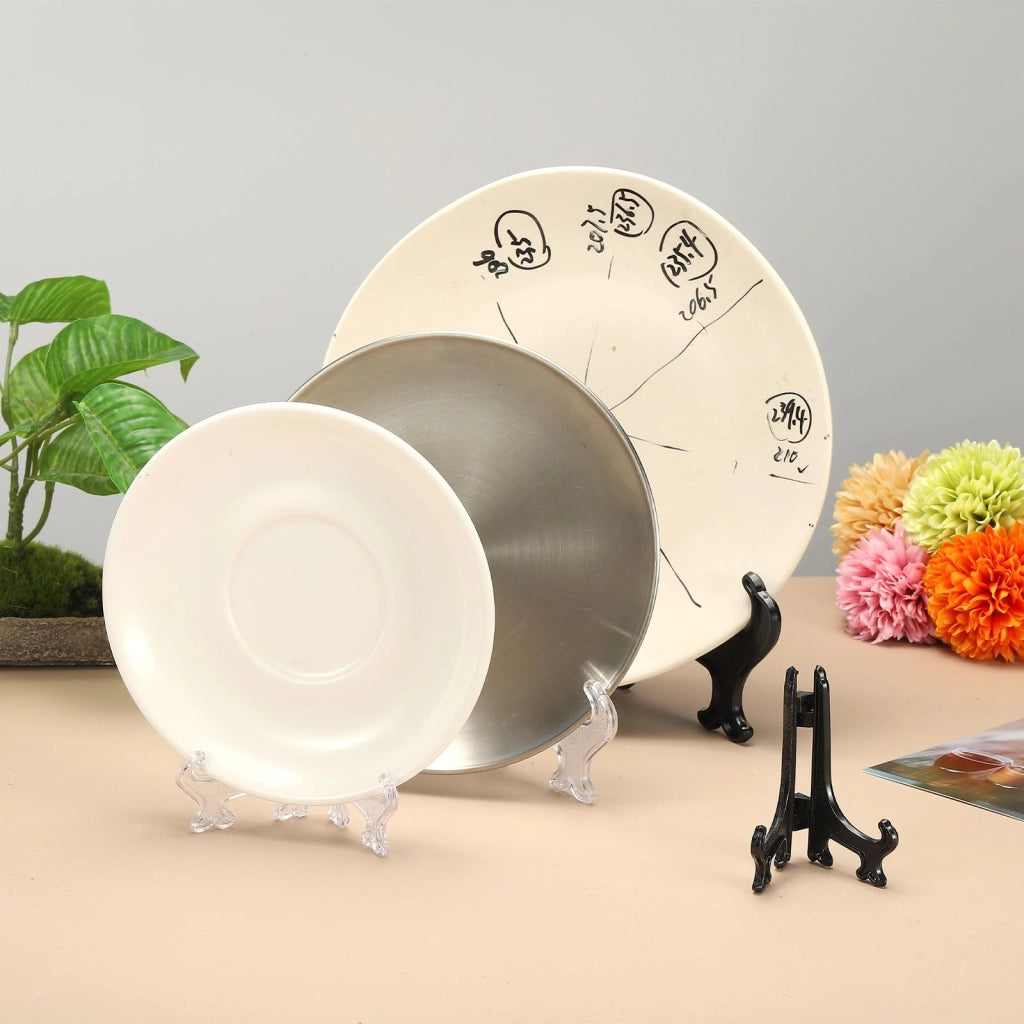 Set di 6 supporti in acrilico, pieghevoli, trasparenti, dimensioni 7x4 cm