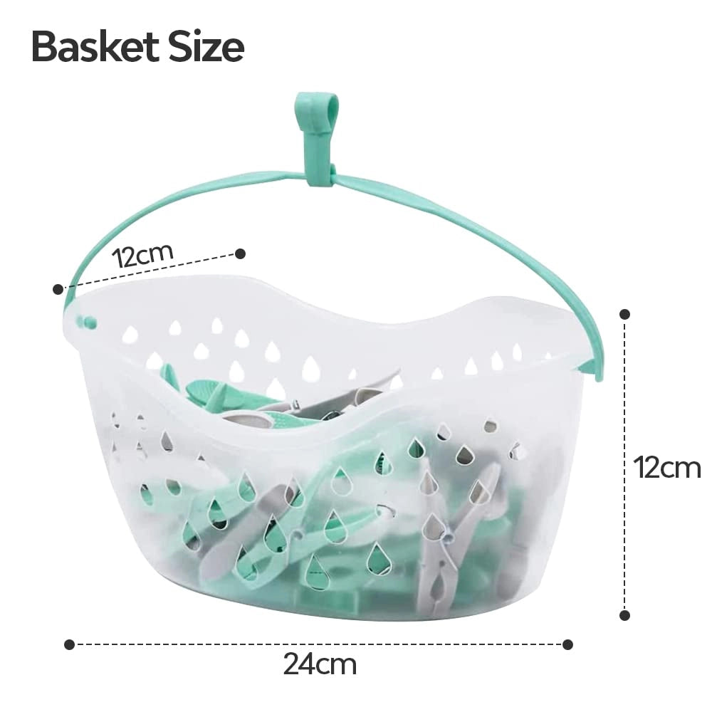 36 mollette per bucato con contenitore, resistenti alle intemperie, colore blu/nero