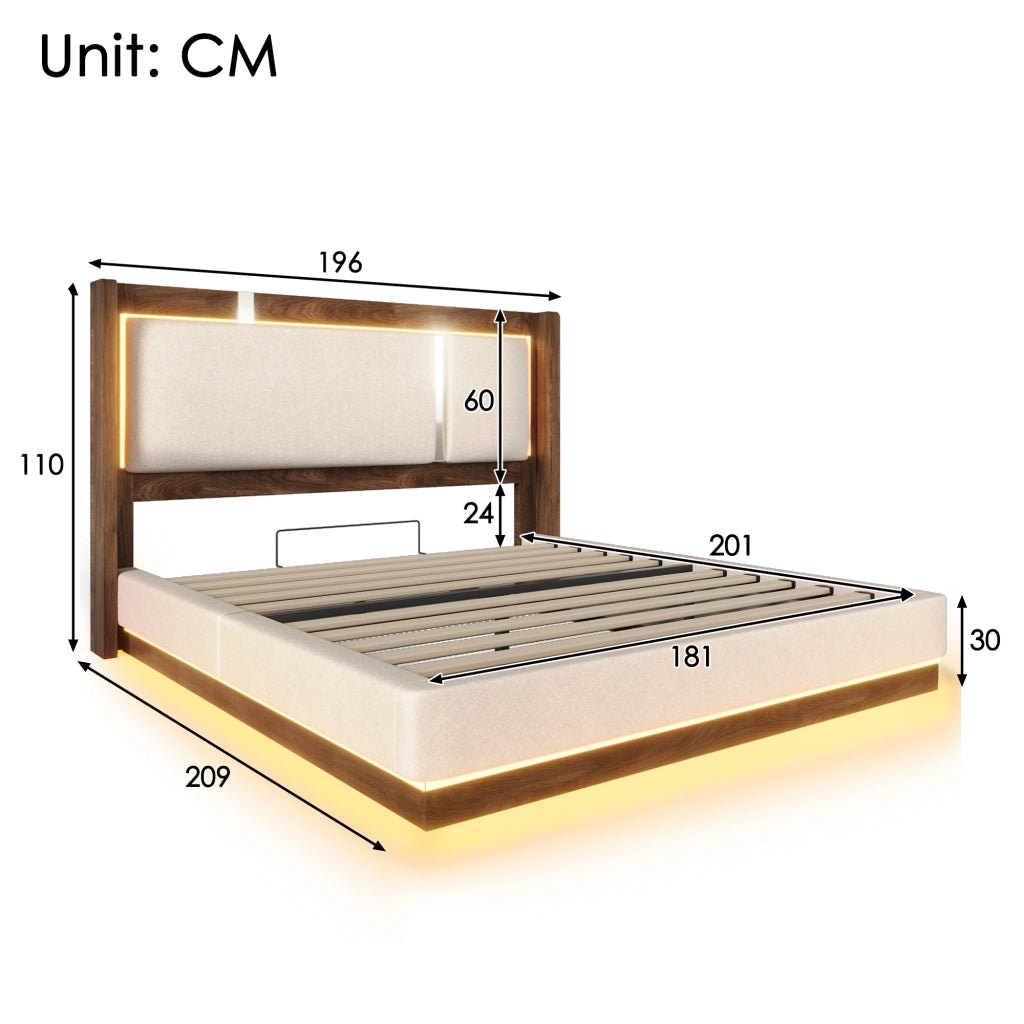 Letto matrimoniale contenitore 180x200 cm con LED