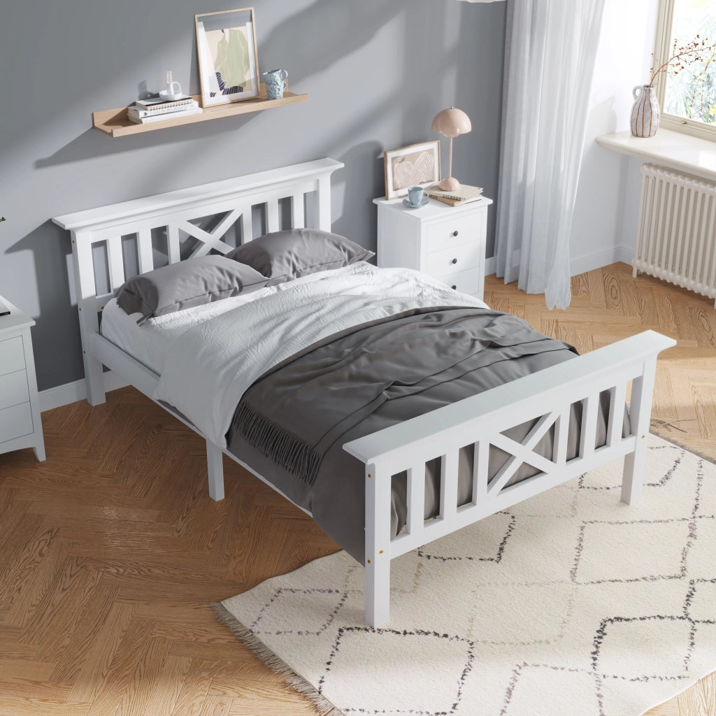 Letto singolo bianco 90x200 cm con rete a doghe