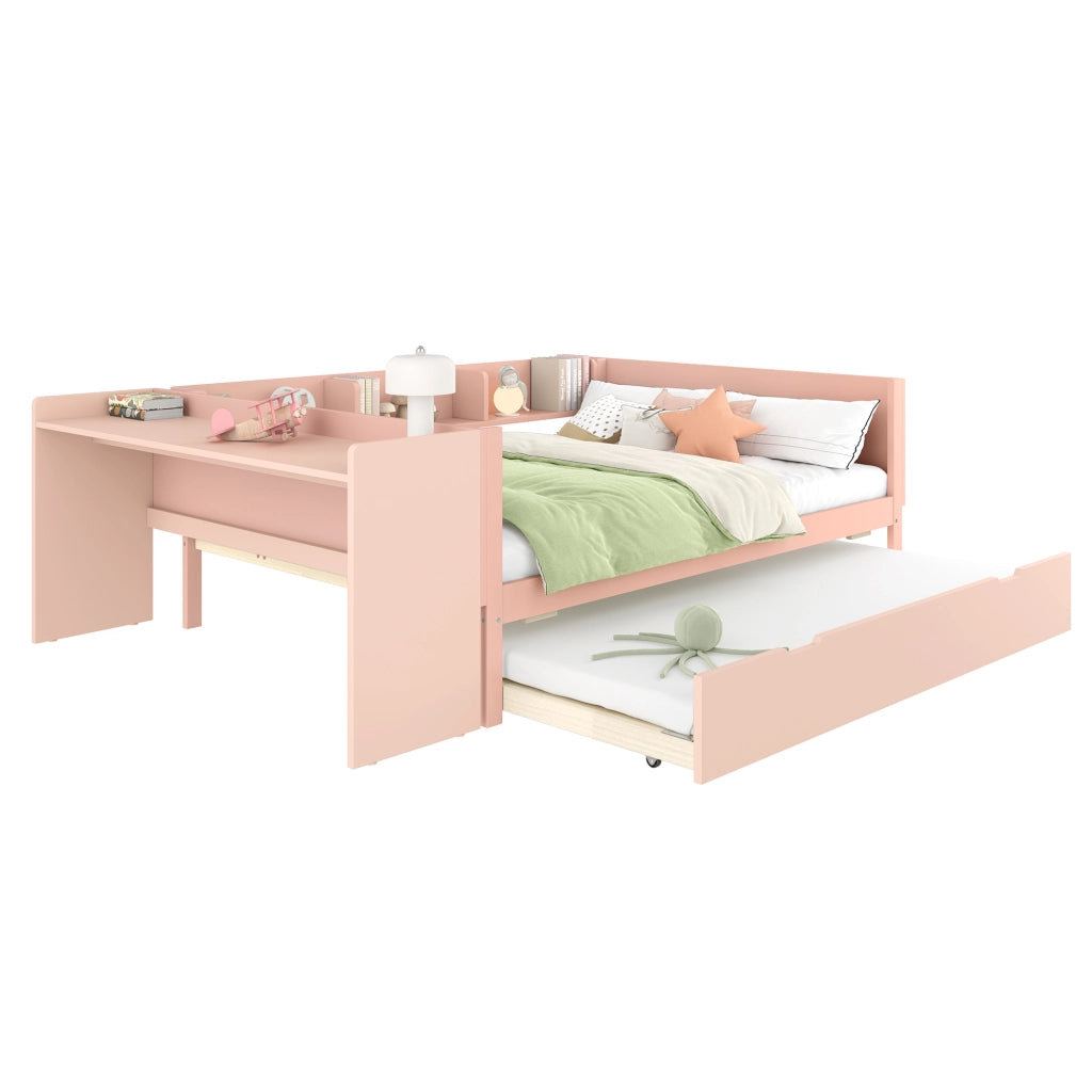 Letto matrimoniale rosa 140x200 con scrivania