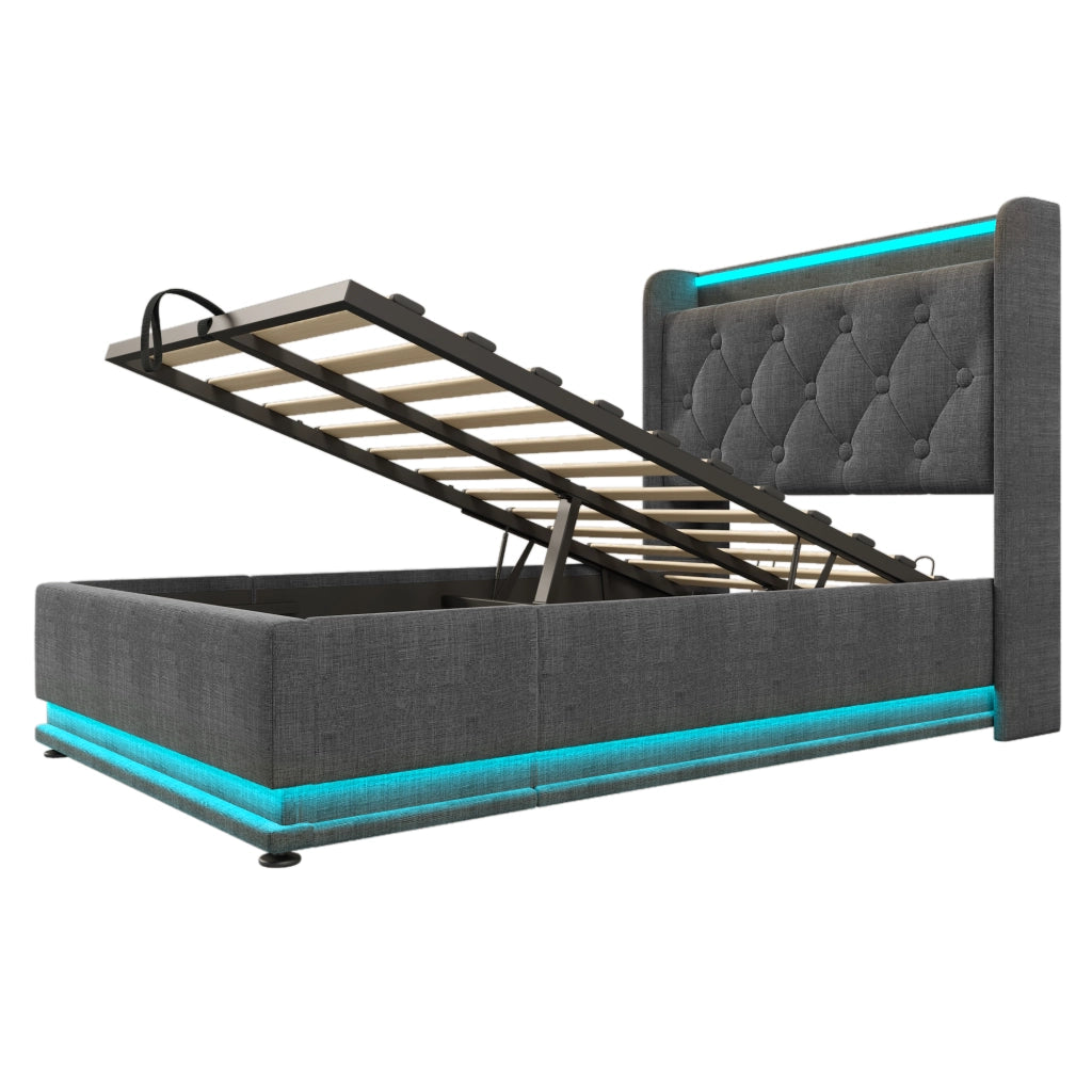 Letto contenitore idraulico grigio 90x200 cm