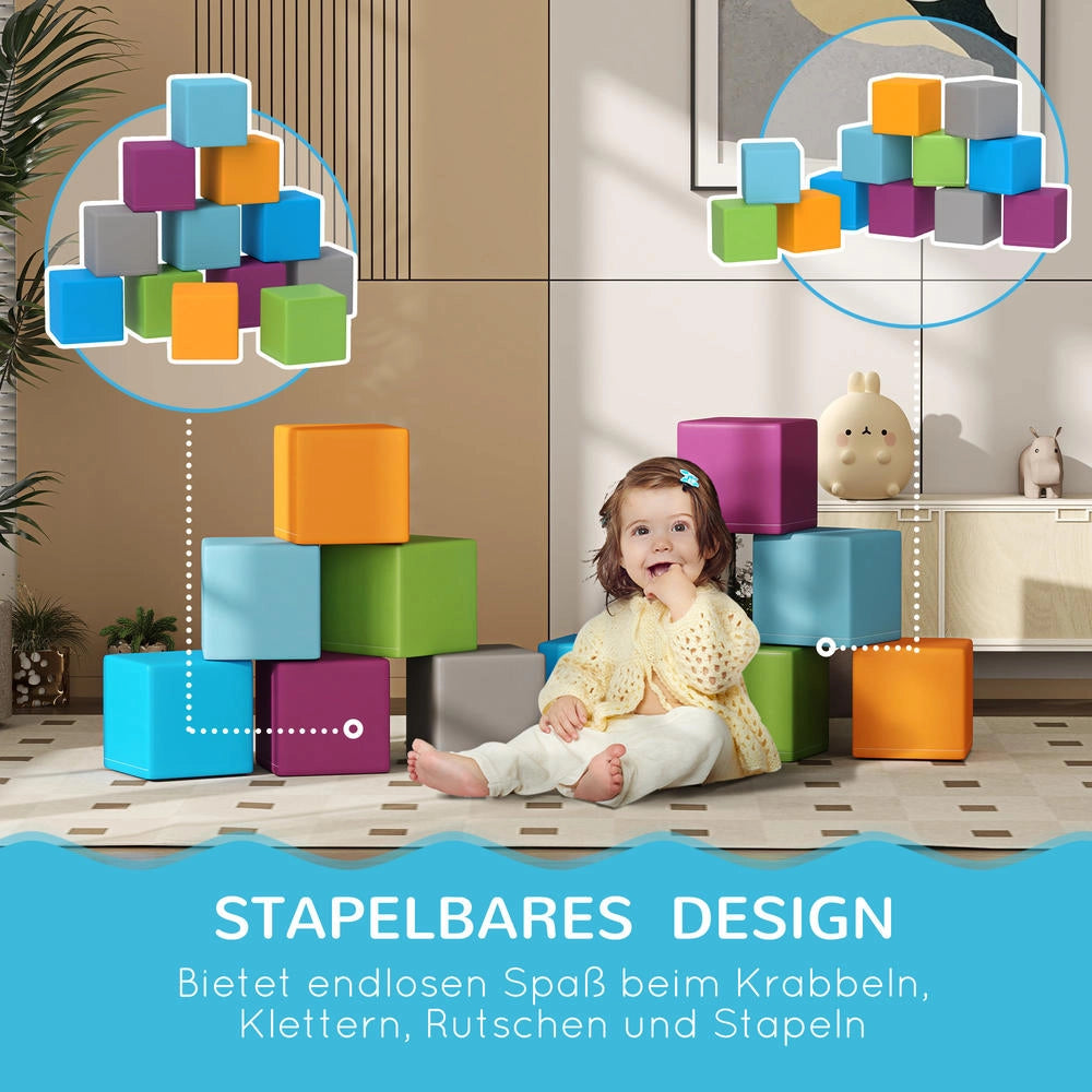 Set di Blocchi Morbidi per Bambini in Schiuma EPE 20x20x20 cm Multicolore per Gioco e Arrampicata 1-3 Anni