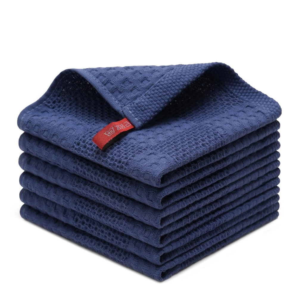 Set di 6 strofinacci da cucina in cotone al 100%, dimensioni 33x33 cm, colore blu