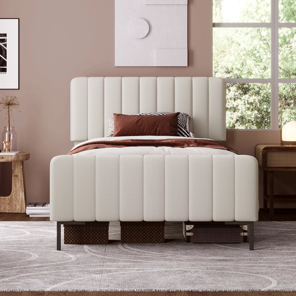 Letto singolo imbottito 90x200 cm con testiera regolabile