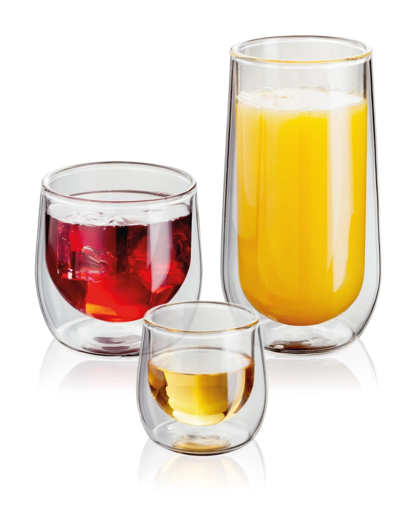 Bicchiere a doppia parete, capacità 75 ml, set da 2, trasparente