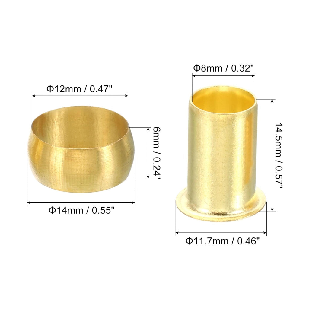Raccordo a compressione in ottone, 12 mm, set da 20 pezzi, con manicotti di compressione