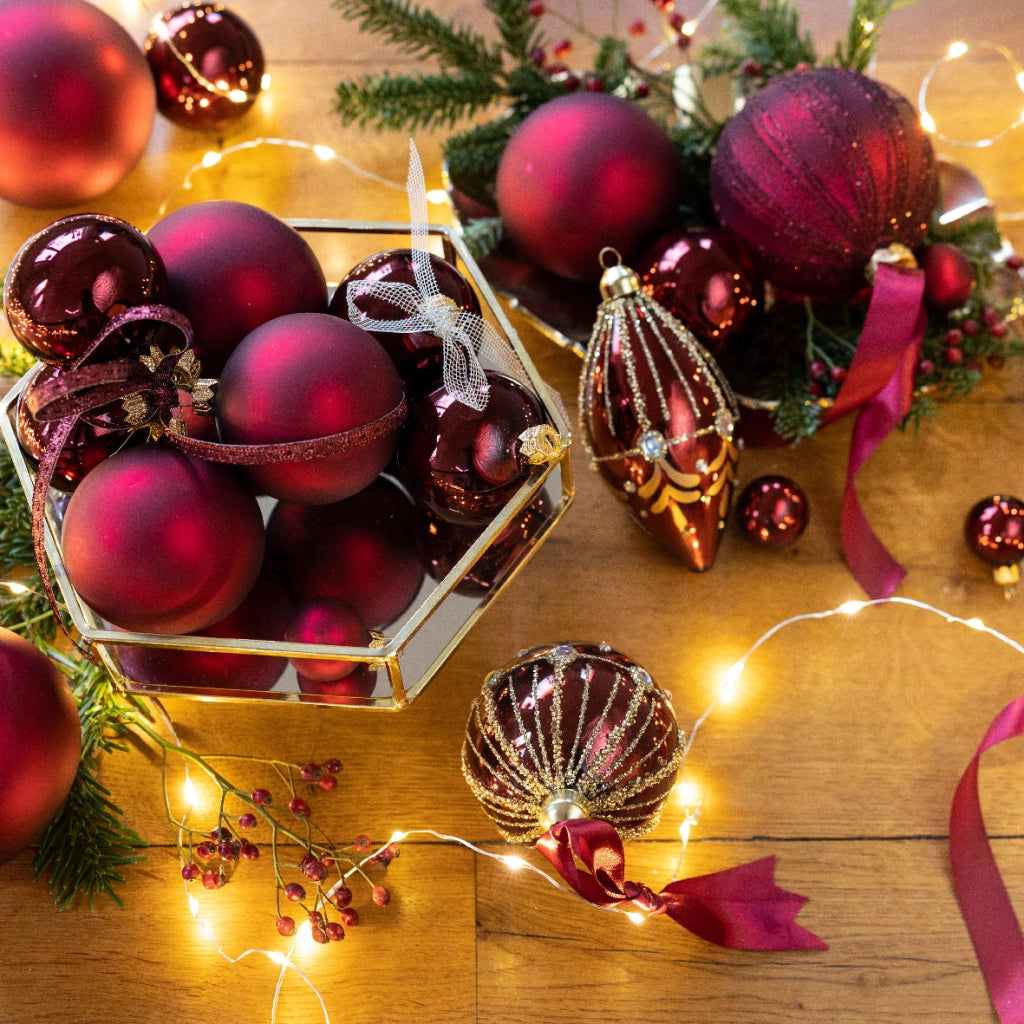 Box Da 6 Palline Di Natale Vinaccio 8 Cm
