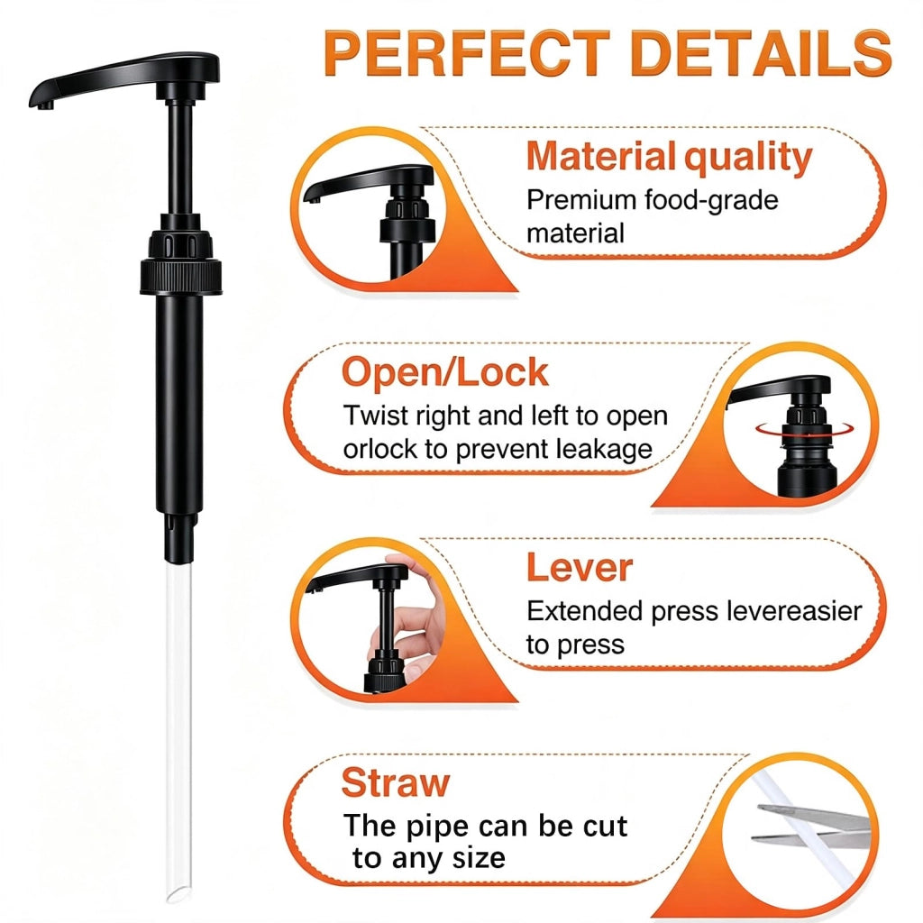 Set di 4 dispenser per sciroppo, colore nero, dimensioni 36 cm