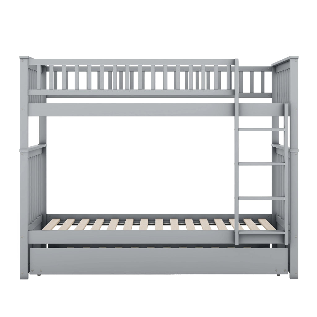 Letto a castello triplo 90 x 200 cm grigio con letto estraibile