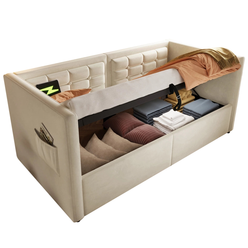 Divano letto singolo 90x200 cm con contenitore idraulico
