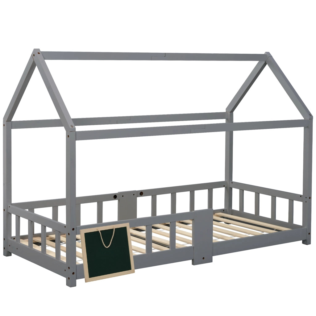 Letto casetta per bambini 90 x 200 cm grigio