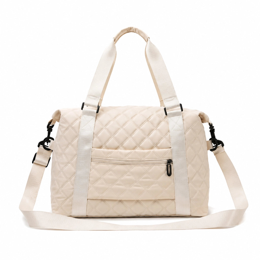Borsa sportiva e da viaggio beige 43 × 28 × 18 cm con tracolla