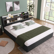 Letto matrimoniale 140x200 cm grigio con contenitore