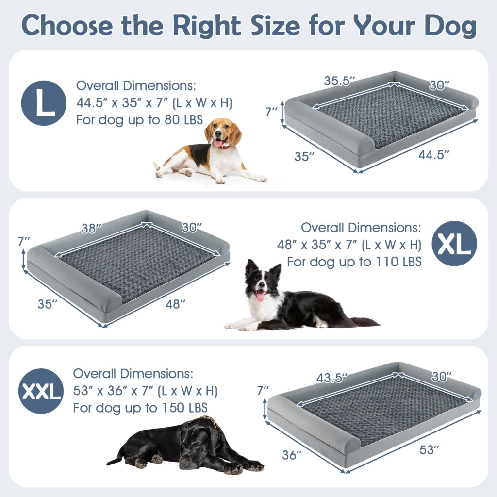 Orthopedic Foam Dog Bed L Sized Large Pet Bed-Gray-XL