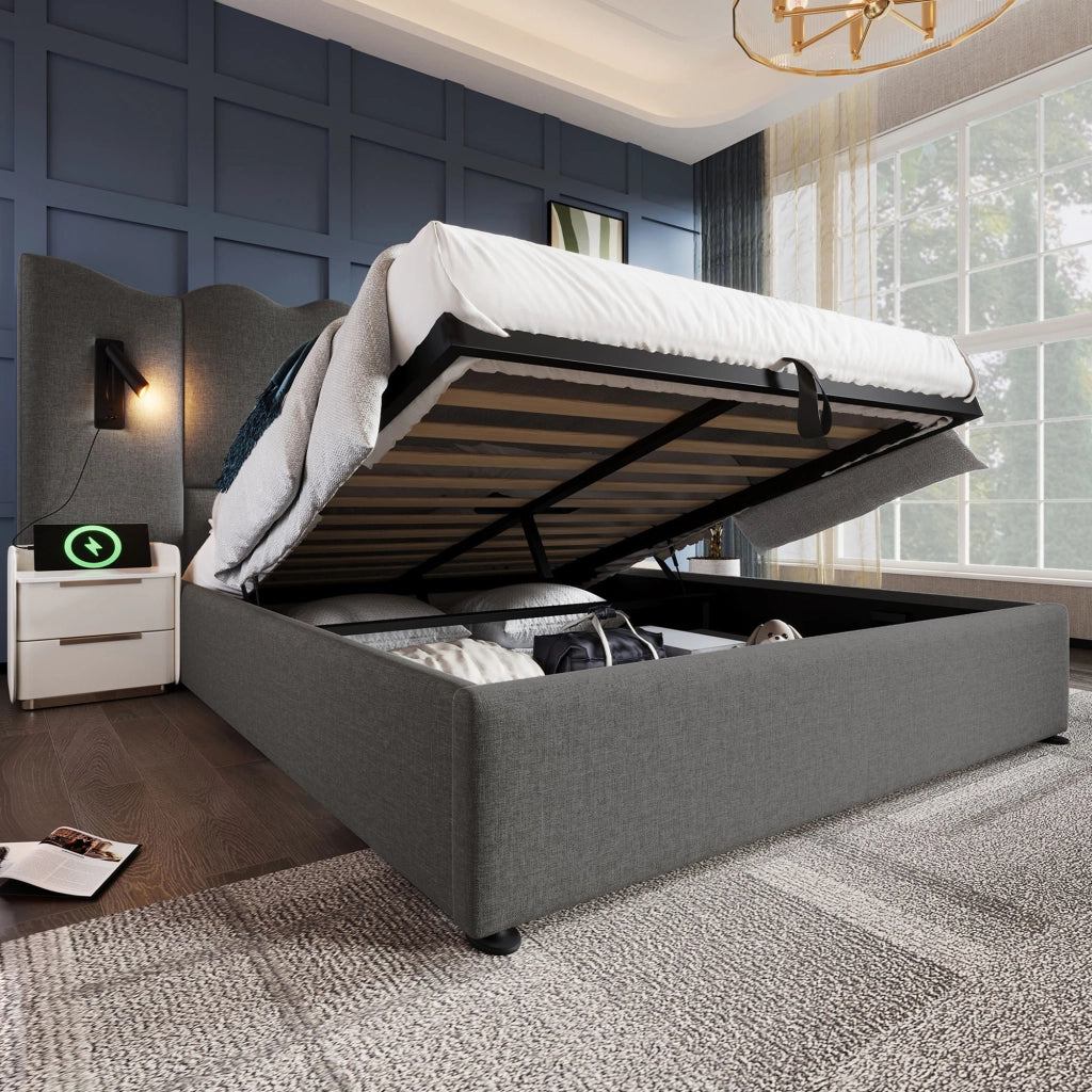 Letto matrimoniale contenitore 180x200 grigio