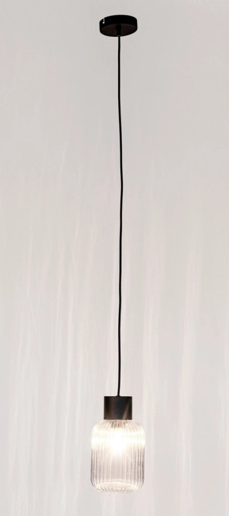 Lampadario 1 luce trasparente-nero D.15x120h
