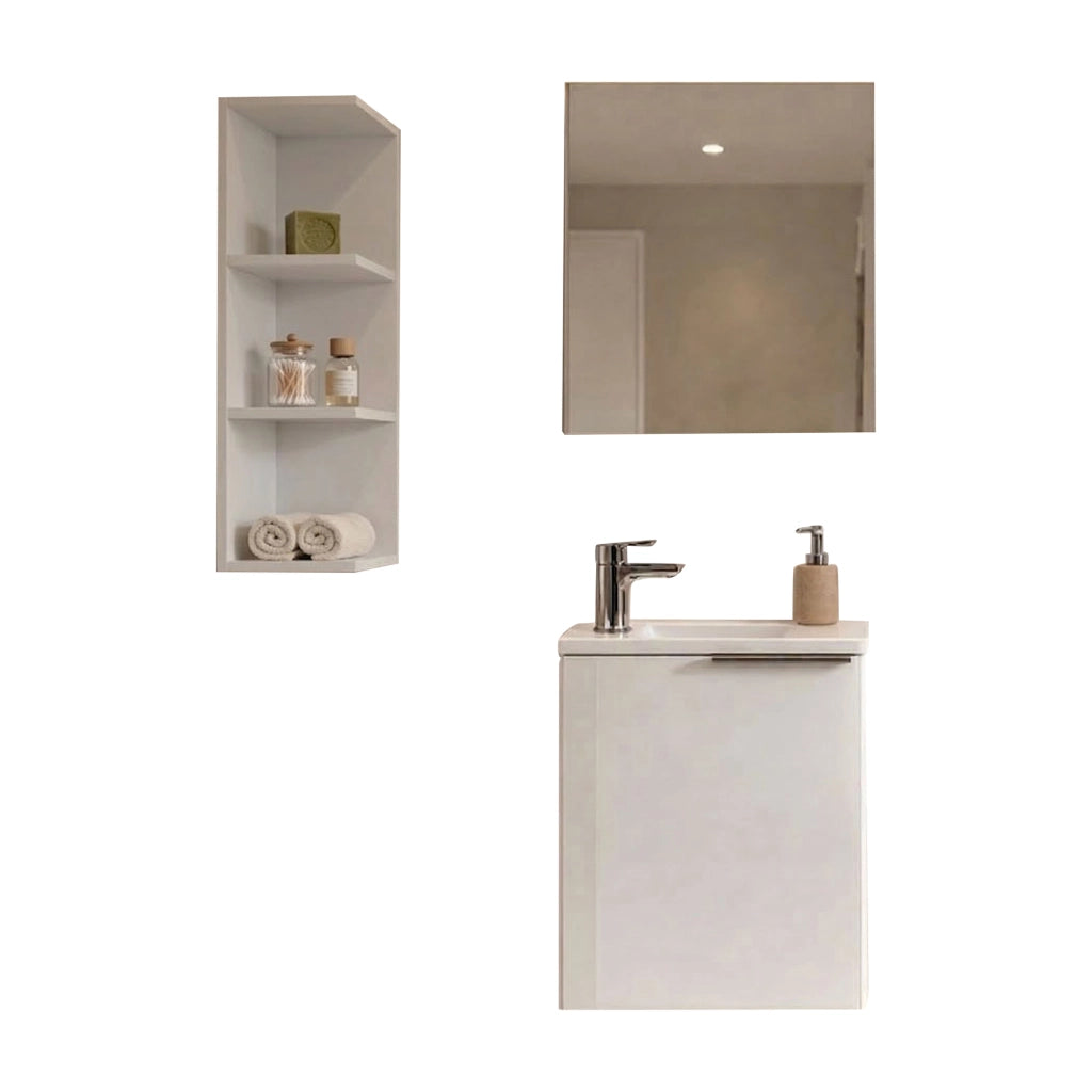 Sedrina, set Mobili Bagno Specchio Incluso, Bianco Lucido