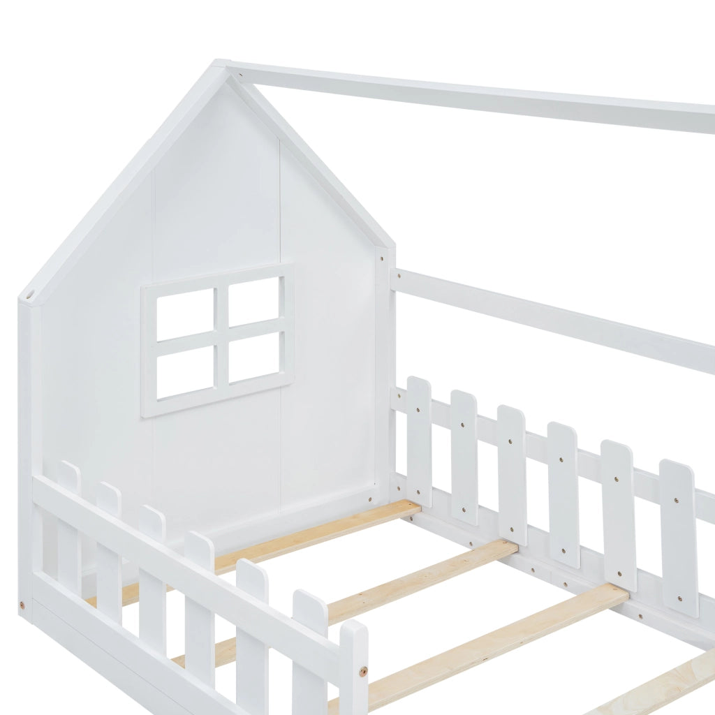 Letto a casetta per bambini bianco 90 x 200 cm