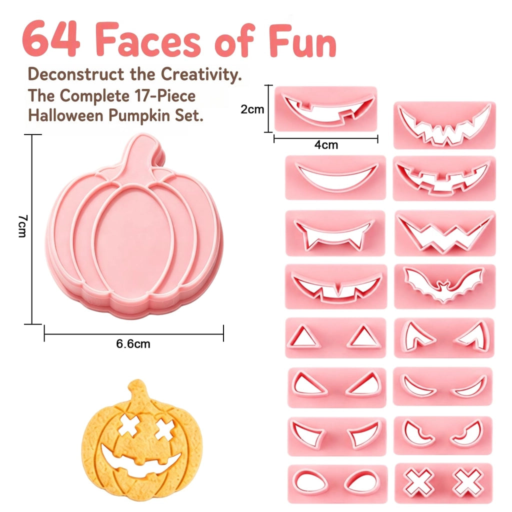 Set di 17 formine per biscotti a forma di zucca, in 3D, per Halloween