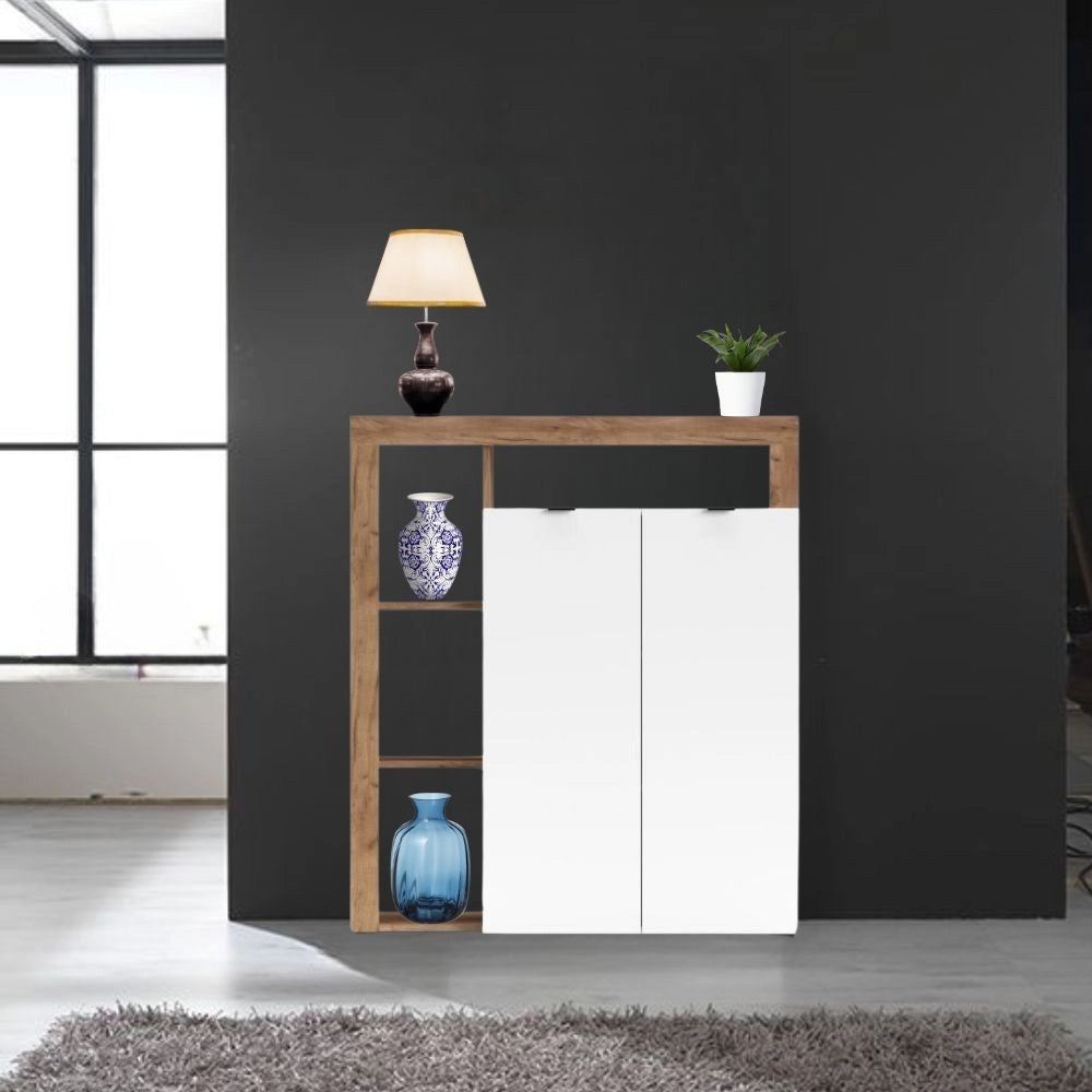 Credenza rovere tabacco e bianco 108x41x126