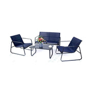 Set da 4 pezzi blu, mobili da giardino e patio, movimento dondolante dolce, robusto, per 4 persone