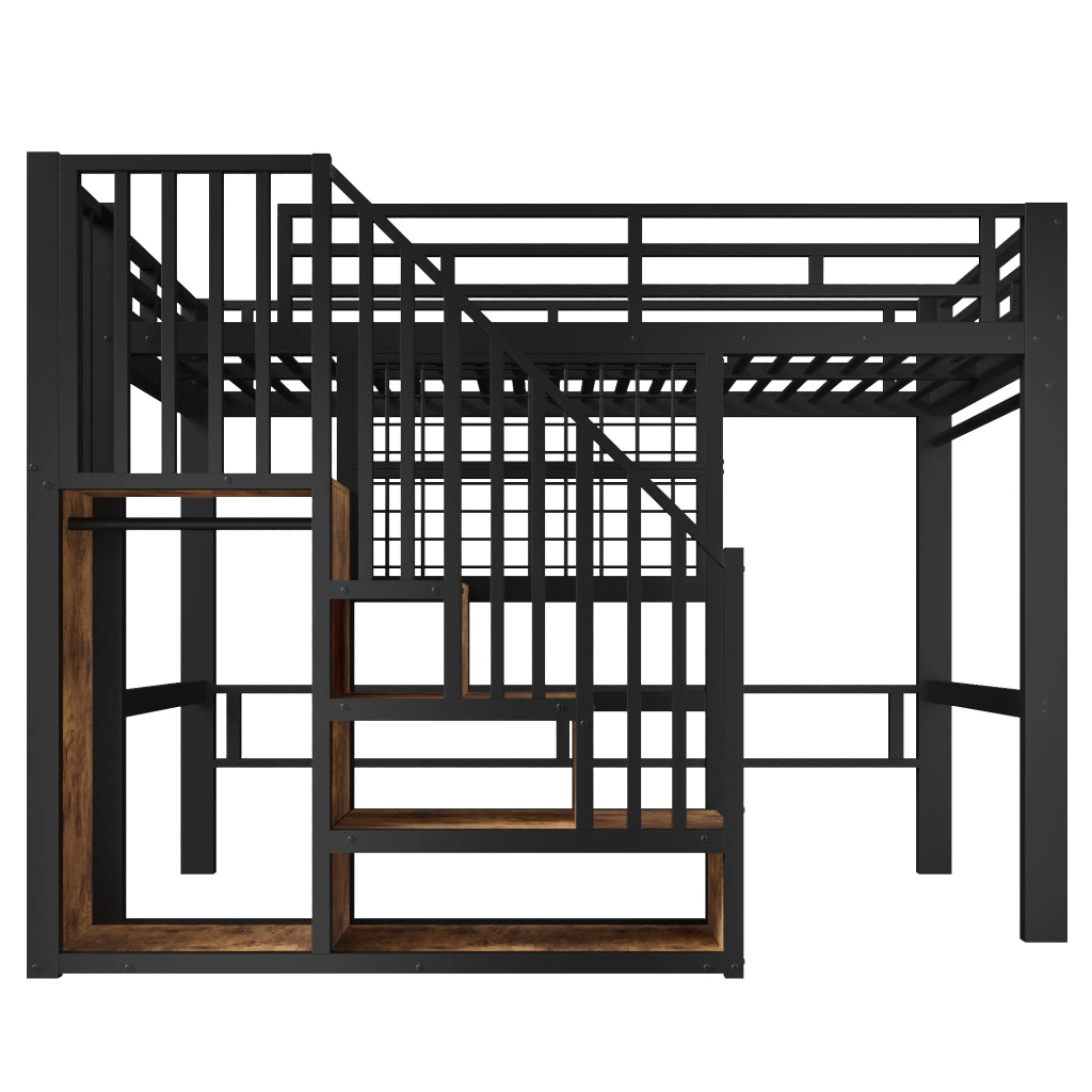 Letto a soppalco 140x200 cm in metallo e MDF nero