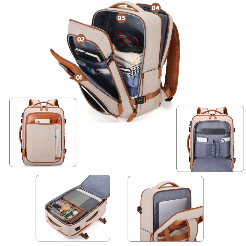 Zaino da viaggio espandibile 40 l con porta USB e 4 organizer